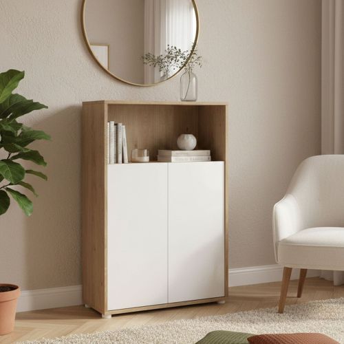 Credenza rovere e bianca 79x34x123h cm 2 ante - Canossa