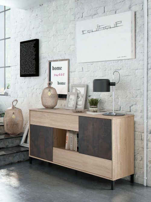 Credenza rovere e ossido 151x41x80h cm 2 ante e 2 cassetti - Abib