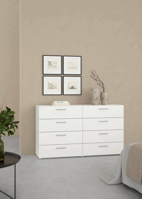 Credenza Solene, Buffet da soggiorno, Madia da salotto, Dispensa da cucina, 40x140 h82 cm, Bianco