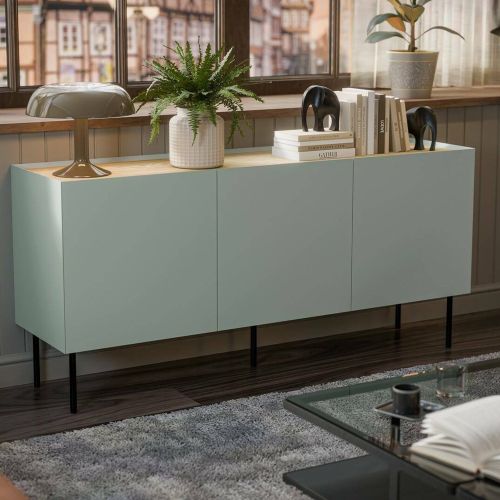 Credenza verde e rovere 150x40x70h cm 3 ante - Verrone