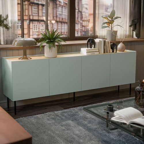 Credenza verde e rovere 200x40x70h cm 4 ante - Sagrado