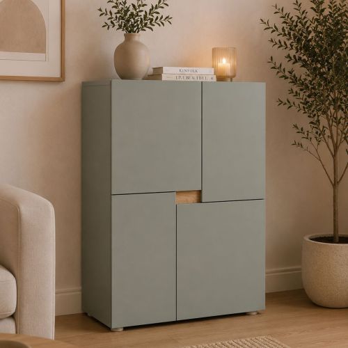 Credenza Verde un Ripiano 4 Ante 60x42x84h cm, 2 Vani - Lerinito
