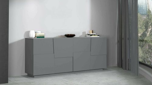 Credenza Yago, Buffet da soggiorno, Madia da salotto moderna con 4 ante, 200x44h86 cm, Antracite