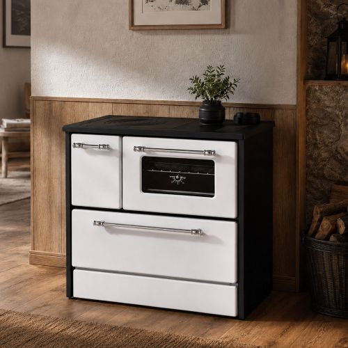 Cucina a legna in metallo bianca e nera 87x51x79h cm - Andalo