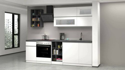Cucina Bianco Lucido Grigio Ardesia 13 Ripiani Modulabile, un Cassetto Made in Italy - Fonti