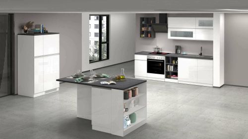 Cucina Bianco Lucido Grigio Ardesia 29 Ripiani 3 Cassetti, 32 Vani Made in Italy - Balme