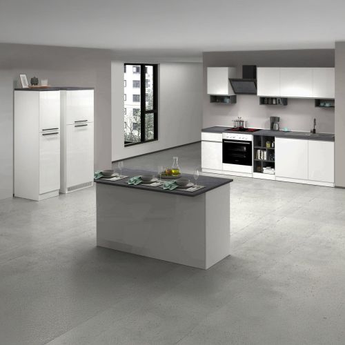 Cucina Bianco Lucido Grigio Ardesia Componibile Con cassetti, Elettrodomestici non inclusi, Made in Italy - Balme
