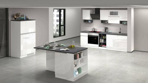 Cucina Bianco Lucido Grigio Ardesia Modulabile 29 Ripiani, 3 Cassetti Made in Italy - Balme