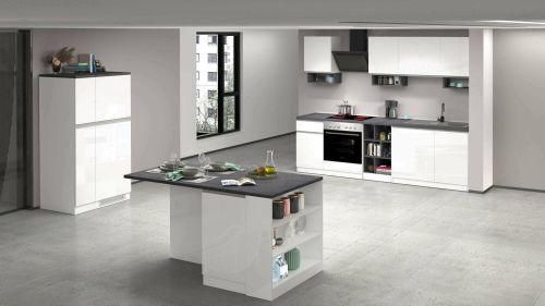 Cucina Bianco Lucido Grigio Ardesia Modulabile 29 Ripiani, 3 Cassetti Made in Italy - Balme
