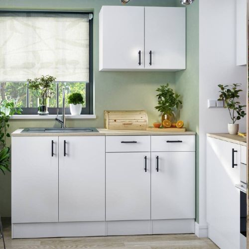 Cucina Bianco Marrone Rovere Con cassetti, Elettrodomestici non inclusi, Apertura Battente, Scorrevole - Velvenia