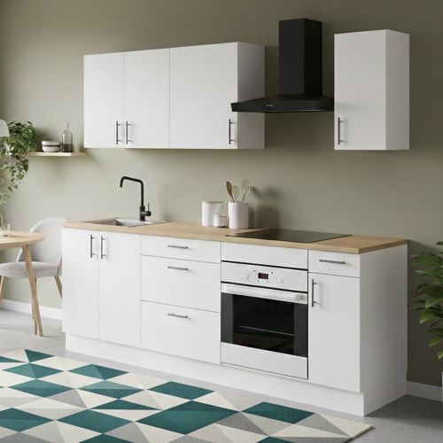 Cucina Bianco Marrone Rovere Con cassetti, Elettrodomestici non inclusi - Silphora