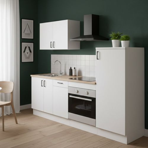 Cucina Bianco Marrone Rovere Con cassetti, Elettrodomestici non inclusi - Telinea