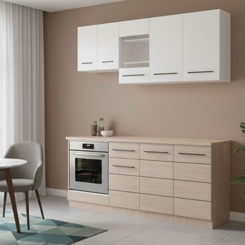 Cucina Bianco Marrone Rovere Con cassetto e Ante, Elettrodomestici non inclusi - Colombo