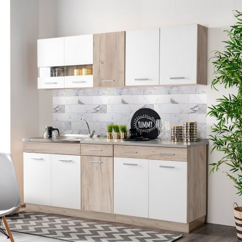 Cucina Bianco Marrone Rovere Con cassetto, Elettrodomestici non inclusi, 10 Ante - Bornago