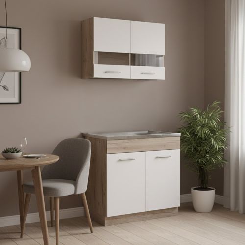 Cucina Bianco Marrone Rovere Elettrodomestici non inclusi - Taurano