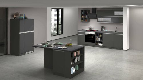 Cucina Grigio Ardesia Grigio Ardesia 31 Ripiani Modulabile, 3 Cassetti Made in Italy - Arlo