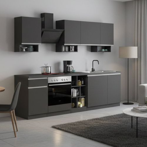 Cucina Grigio Ardesia Grigio Ardesia Con cassetti, Elettrodomestici non inclusi, 7 Ante Made in Italy - Attimis