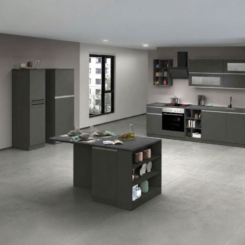 Cucina Grigio Ardesia Grigio Ardesia Con cassetti, Elettrodomestici non inclusi, Made in Italy - Arlo