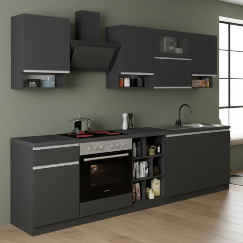Cucina Grigio Ardesia Grigio Ardesia Con cassetti, Elettrodomestici non inclusi, Modulabile Made in Italy - Attiko