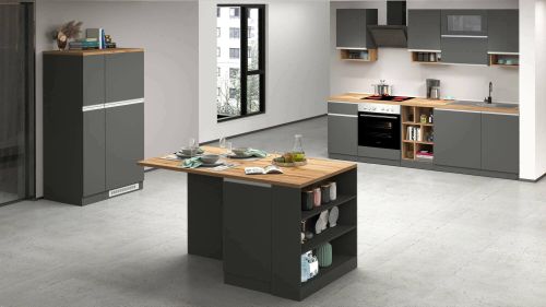 Cucina Grigio Ardesia Marrone Rovere 31 Ripiani Modulabile, 3 Cassetti Made in Italy - Appiah