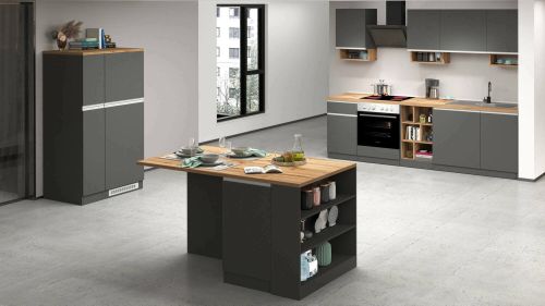 Cucina Grigio Ardesia Marrone Rovere 31 Ripiani Modulabile, 3 Cassetti Made in Italy - Appiah