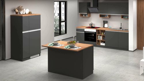 Cucina Grigio Ardesia Marrone Rovere 31 Ripiani Modulabile, 3 Cassetti Made in Italy - Appiah