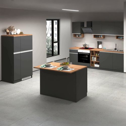 Cucina Grigio Ardesia Marrone Rovere Con cassetti, Elettrodomestici non inclusi, Modulabile Made in Italy - Appiah