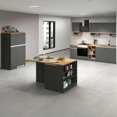 Cucina Grigio Ardesia Marrone Rovere Con cassetti, Elettrodomestici non inclusi, Set Made in Italy - Appiah