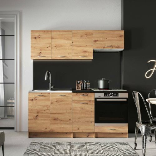 Cucina Marrone Rovere Nodi Modulabile Con cassetto, Elettrodomestici non inclusi - Teano