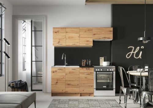 Cucina Marrone Rovere Nodi Modulabile un Cassetto, un Ripiano - Sora