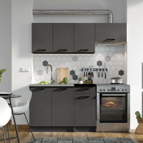 Cucina Nero Antracite Con cassetto, Elettrodomestici non inclusi, Modulabile - Cormone