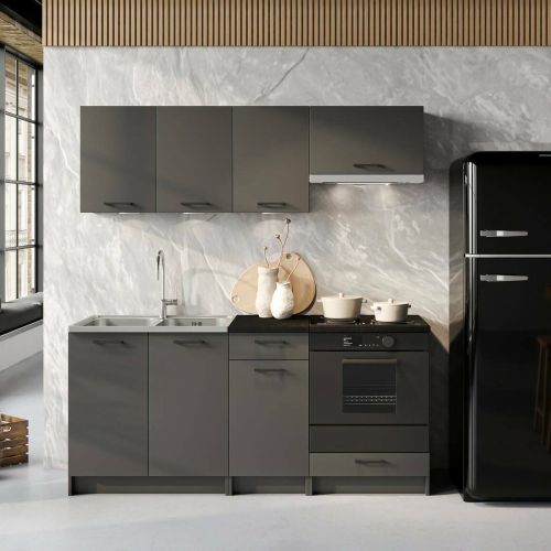 Cucina Nero Antracite Con cassetto, Elettrodomestici non inclusi, Modulabile - Covor