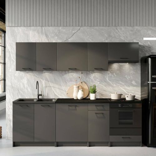 Cucina Nero Antracite Modulabile Con cassetto, Elettrodomestici non inclusi - Miogli