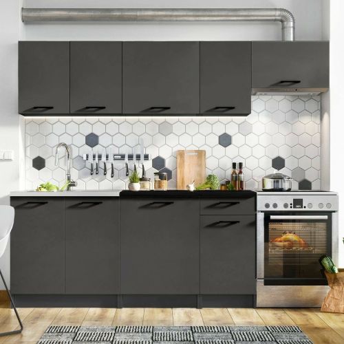 Cucina Nero Antracite Modulabile Con cassetto, Elettrodomestici non inclusi - Rostas