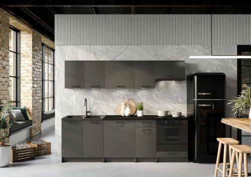 Cucina Nero Antracite Modulabile un Cassetto, un Ripiano - Miogli
