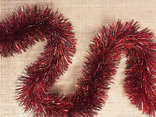 Decorazione da Natale Kessel, Addobbo natalizio, Ornamento da natale, Decorazione festiva, Made in Italy, 500x15 h15 cm, Rosso
