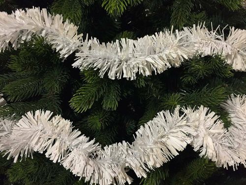 Decorazione da Natale Oberaar, Addobbo natalizio, Ornamento da natale, Decorazione festiva, Made in Italy, 1000x8 h8 cm, Bianco