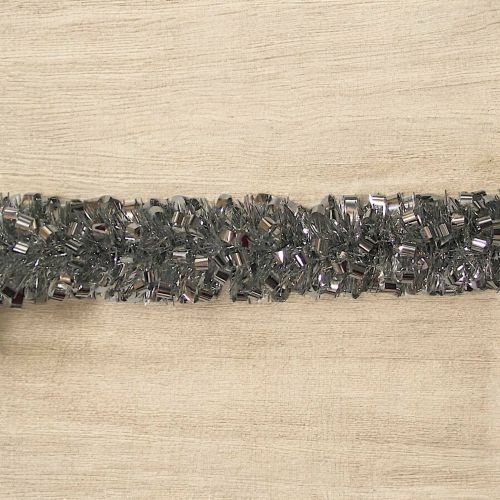 Decorazione da Natale Zinal, Addobbo natalizio, Ornamento da natale, Decorazione festiva, Made in Italy, 1000x8 h8 cm, Argento