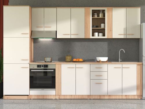 Dispensa da Cucina Beige Marrone Rovere Nodi un Cassetto 2 Ripiani 60x56.5x82h cm, un Vano - Saracena