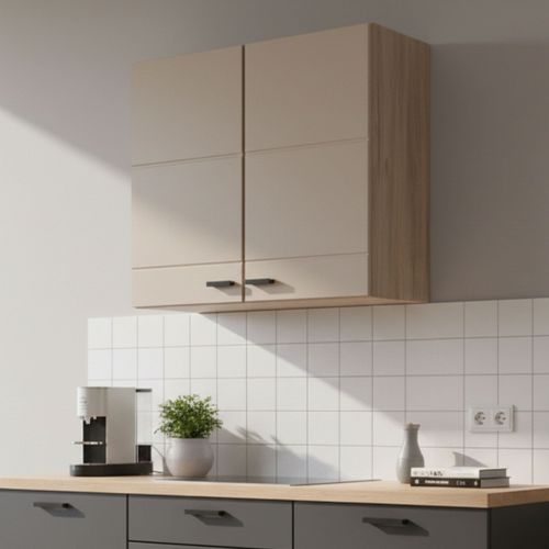 Dispensa da Cucina Beige Marrone Rovere Nodi un Ripiano 2 Ante 60x30x57h cm, 2 Vani - Volvera