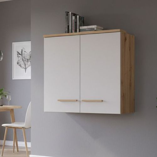 Dispensa da Cucina Beige Marrone Rovere Nodi un Ripiano 2 Ante 60x31x56h cm, 2 Vani - Saracena