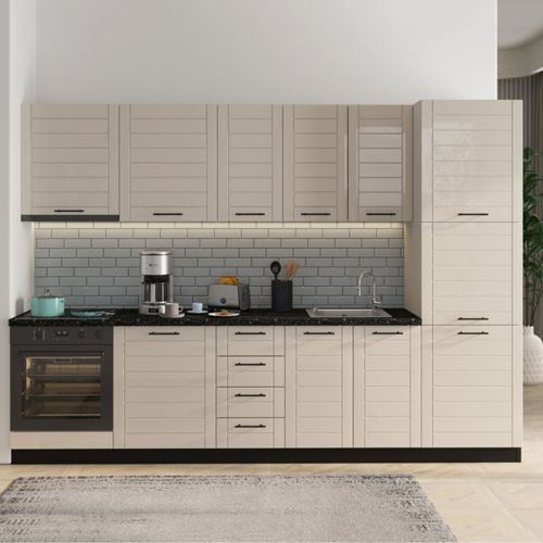 Dispensa da Cucina Bianco Crema Bianco 6 Ripiani Apertura Battente 60x58x214h cm, 3 Ante - Hallst