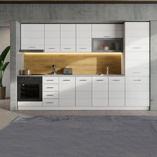 Dispensa da Cucina Bianco Lucido Bianco Opaco 6 Ripiani Apertura Battente 60x58x214h cm, 2 Ante - Cochem