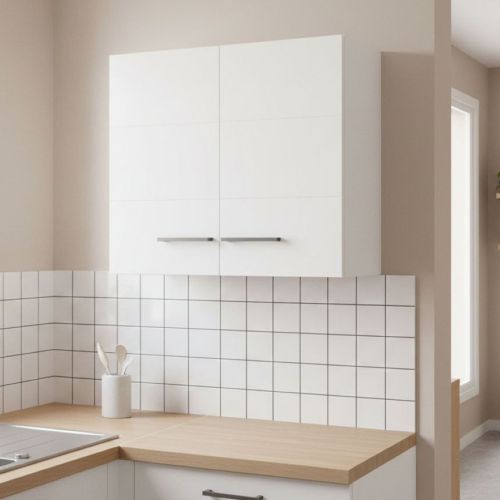 Dispensa da Cucina Bianco Nero un Ripiano 2 Ante 60x30x54h cm, Apertura Battente - Falmenta