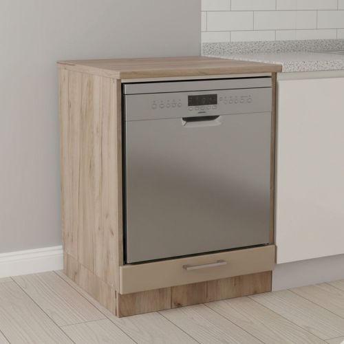 Dispensa da Cucina Marrone Rovere Nodi Beige un Cassetto 2 Ripiani 60x56.5x82h cm, un Vano - Volvera