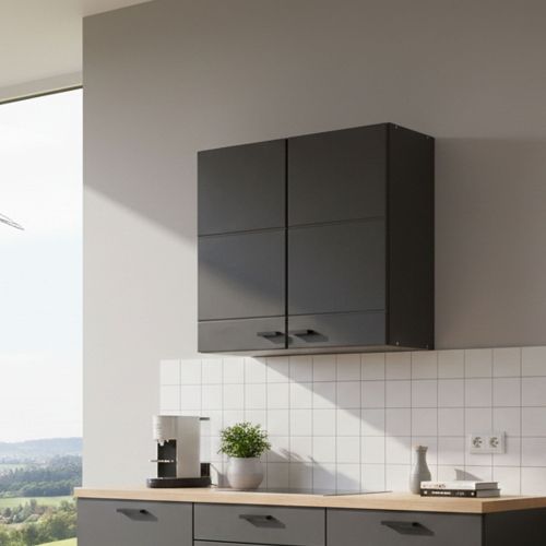 Dispensa da Cucina Nero Antracite un Ripiano 2 Ante 60x30x57h cm, 2 Vani - Palmiano