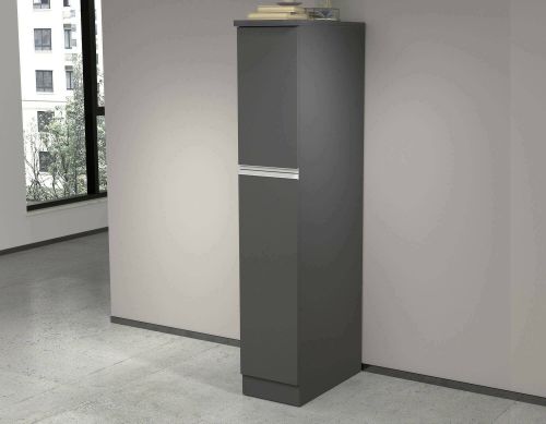 Dispensa da cucina Quintino, Mobile multiuso, Armadio portaoggetti a 2 cassettoni, 100% Made in Italy, 30x60h165 cm, Antracite e Ardesia