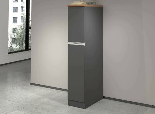 Dispensa da cucina Quintino, Mobile multiuso, Armadio portaoggetti a 2 cassettoni, 100% Made in Italy, 30x60h165 cm, Antracite e Rovere