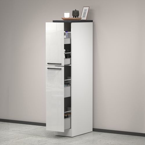 Dispensa multiuso 2 ante 30x165h cm bianco lucido e ardesia - Atrax