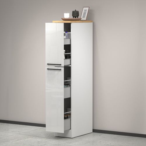 Dispensa multiuso 2 ante 30x165h cm bianco lucido e rovere - Atrax